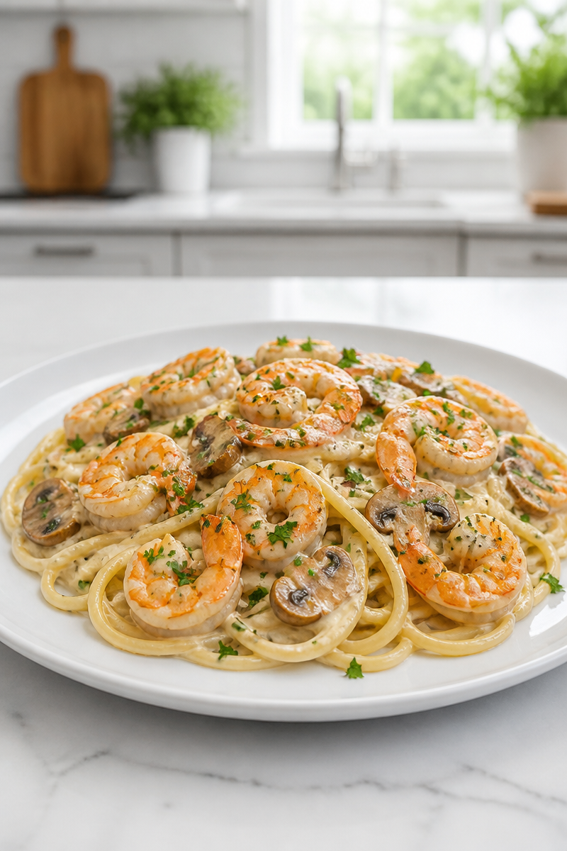 Creamy Garlic Butter Shrimp Mushroom Pasta Creamy Garlic Butter Shrimp Mushroom Pasta