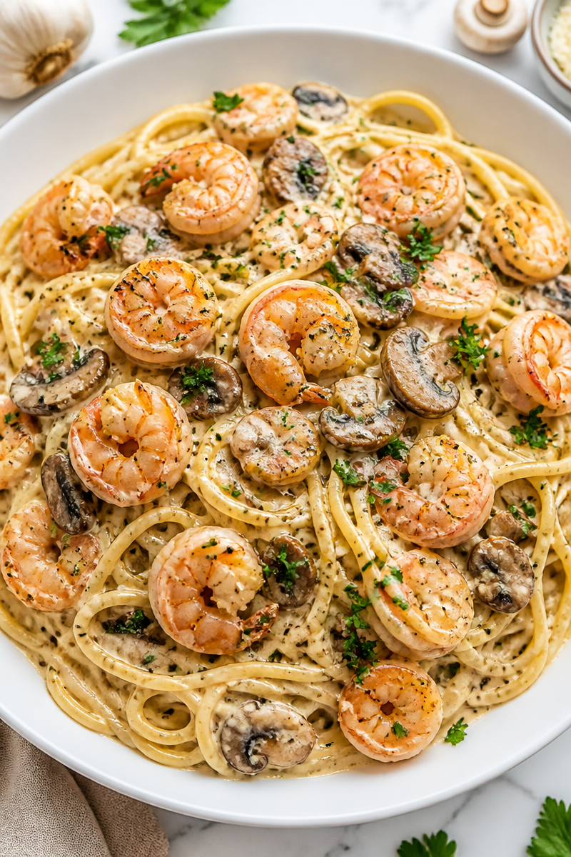 Creamy Garlic Butter Shrimp Mushroom Pasta Creamy Garlic Butter Shrimp Mushroom Pasta