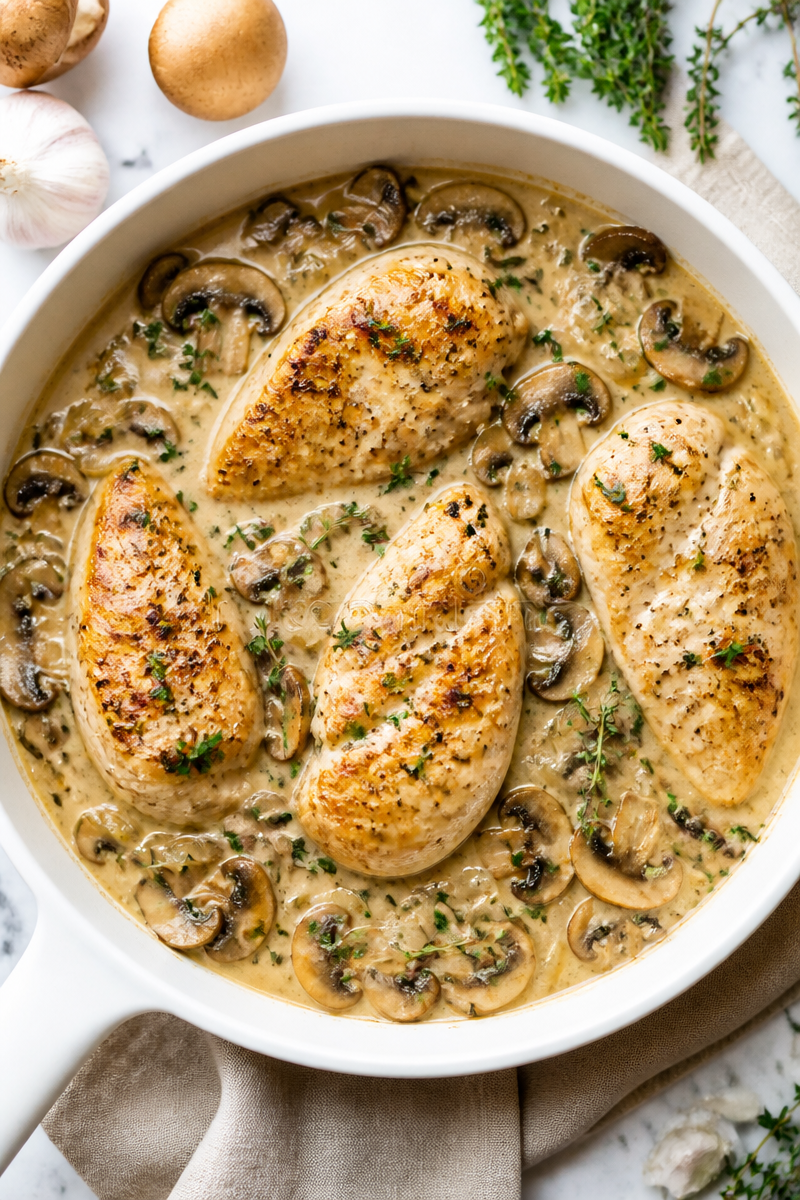 Creamy Mushroom And Herb Chicken Skillet Dinner Creamy Mushroom And Herb Chicken Skillet Dinner