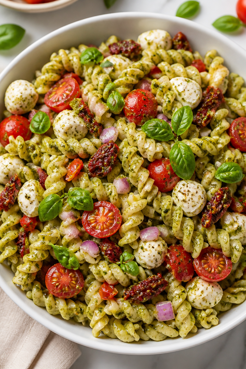 Creamy Pesto Pasta Salad with Sun-Dried Tomato Creamy Pesto Pasta Salad with Sun-Dried Tomato