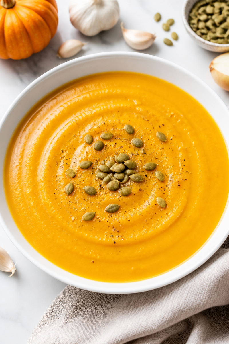Creamy Roasted Pumpkin And Garlic Soup Recipe