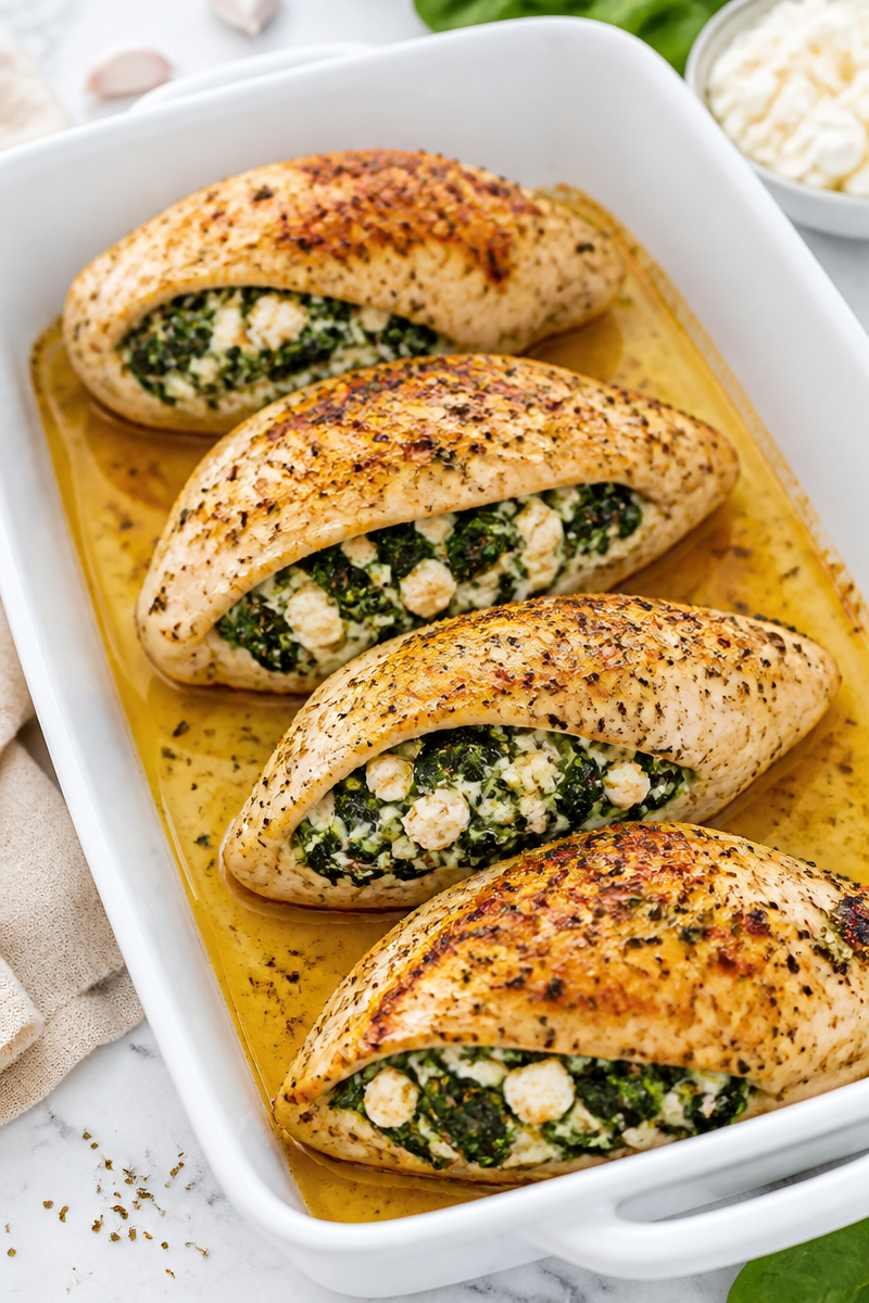 Creamy Spinach and Feta Stuffed Chicken Breast