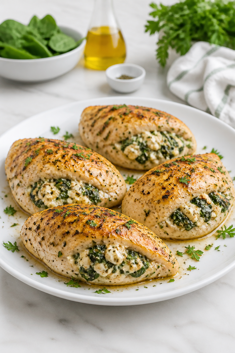 Creamy Spinach and Feta Stuffed Chicken Breast