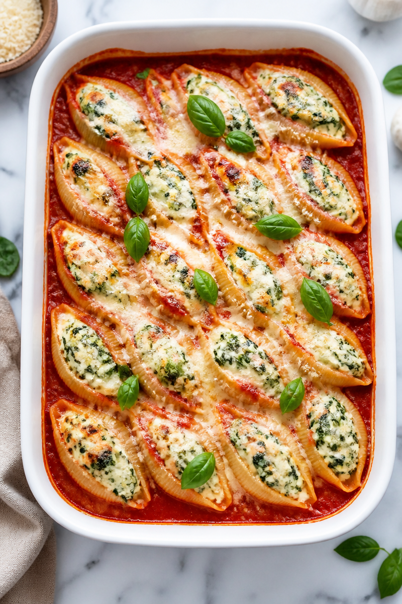 Creamy Spinach and Ricotta Stuffed Shell
