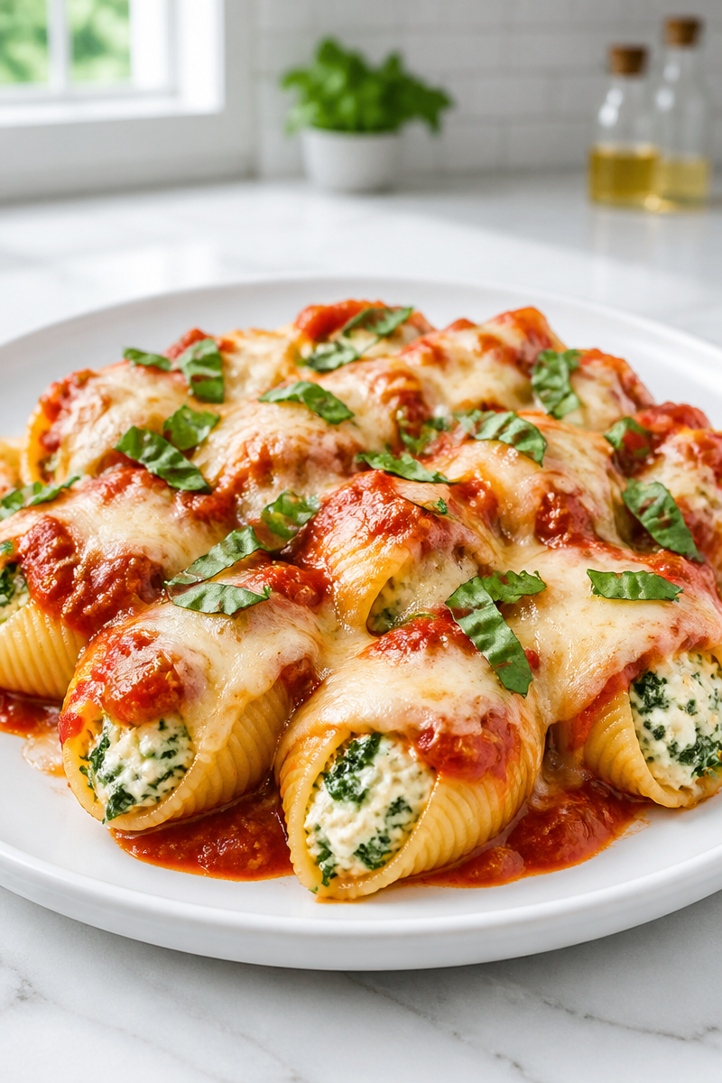 Creamy Spinach and Ricotta Stuffed Shell