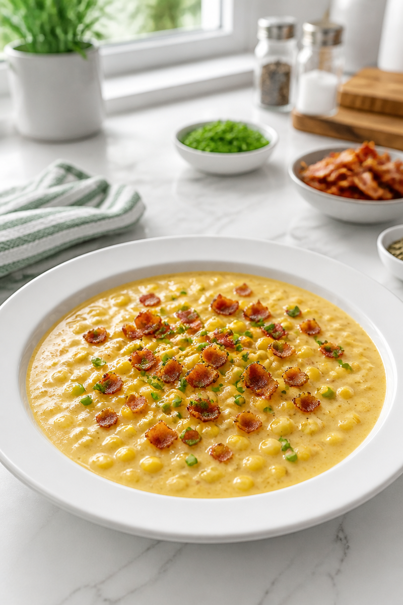 Creamy Sweet Corn Chowder with Bacon Bits Creamy Sweet Corn Chowder with Bacon Bits