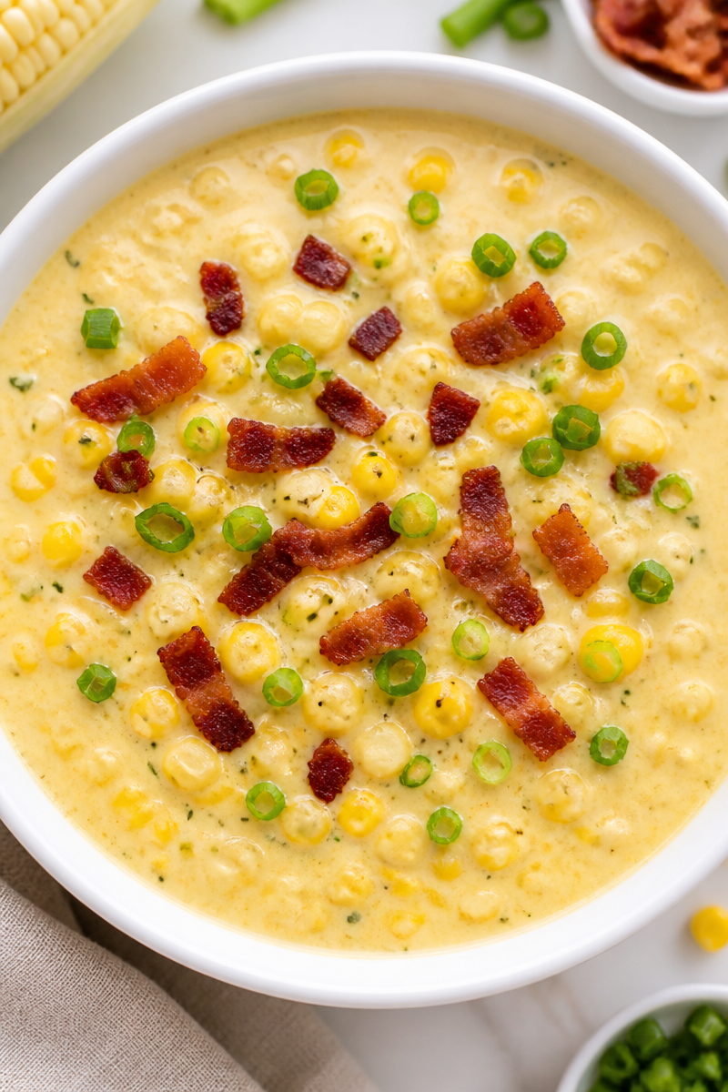 Creamy Sweet Corn Chowder with Bacon Bits Creamy Sweet Corn Chowder with Bacon Bits