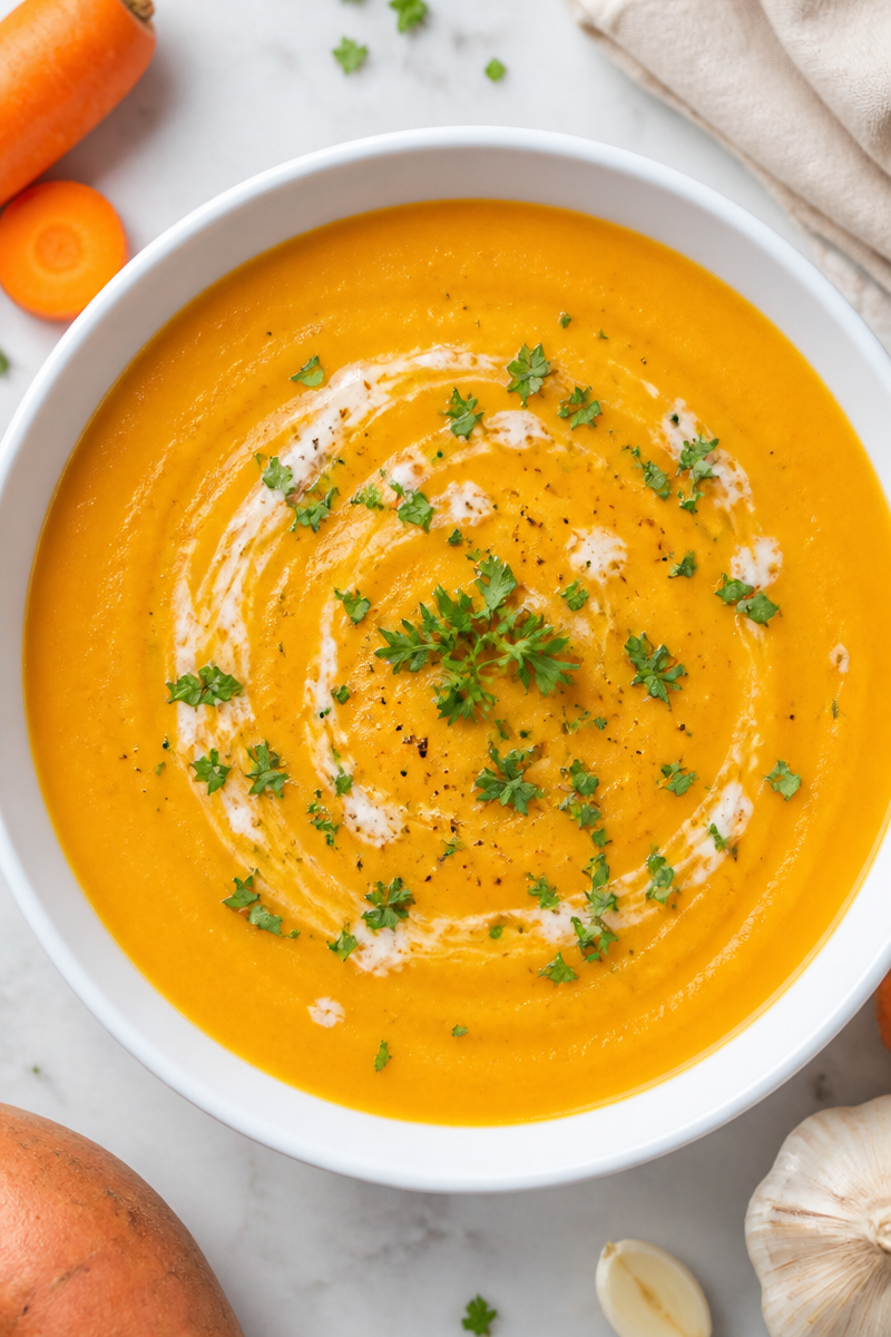 Creamy Sweet Potato and Carrot Soup