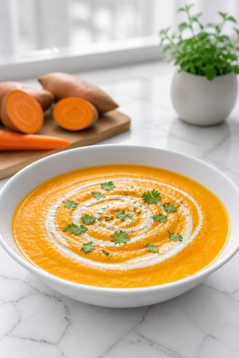 Creamy Sweet Potato and Carrot Soup