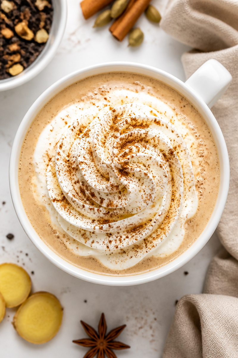 Creamy Vanilla And Spiced Chai Tea Latte Drink