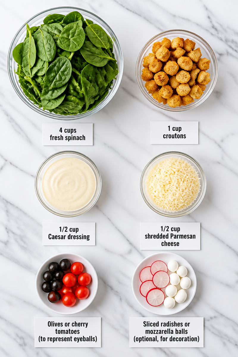 Creepy Eyeball Spinach Caesar Salad Creepy Eyeball Spinach Caesar Salad