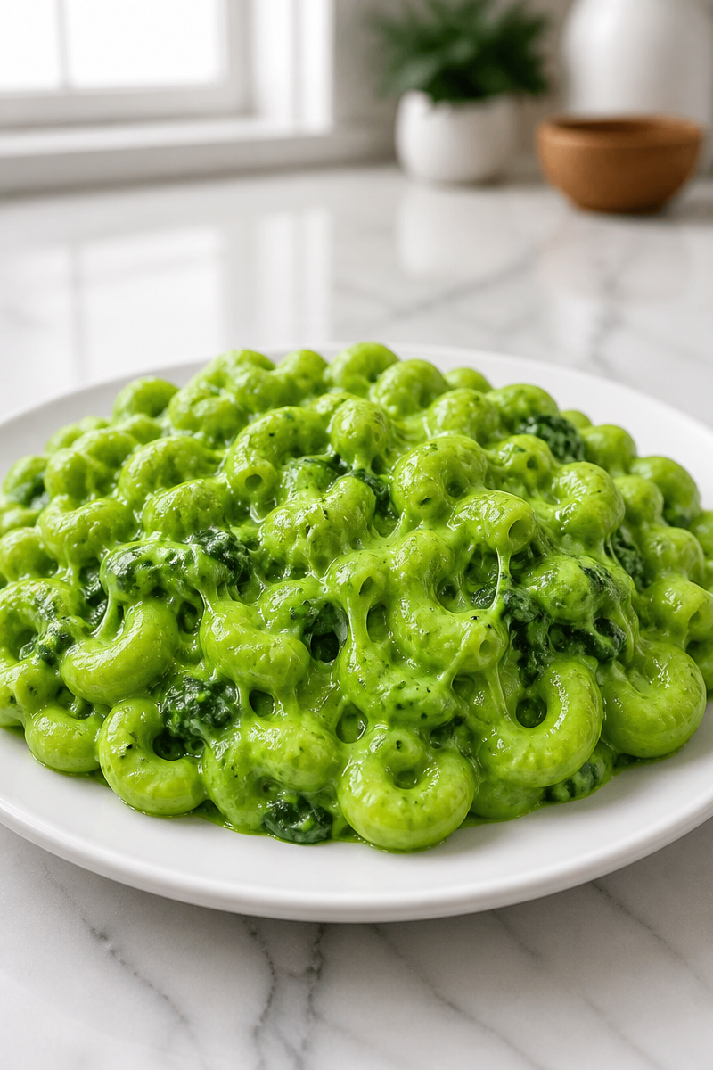 Creepy Green Slime Spinach Mac And Cheese Dinner