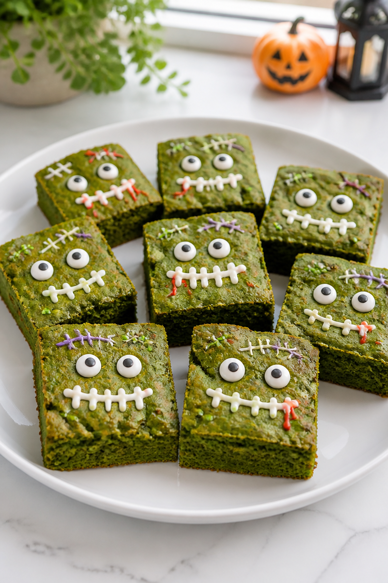 Creepy Monster Face Green Matcha Halloween Dessert Creepy Monster Face Green Matcha Halloween Dessert