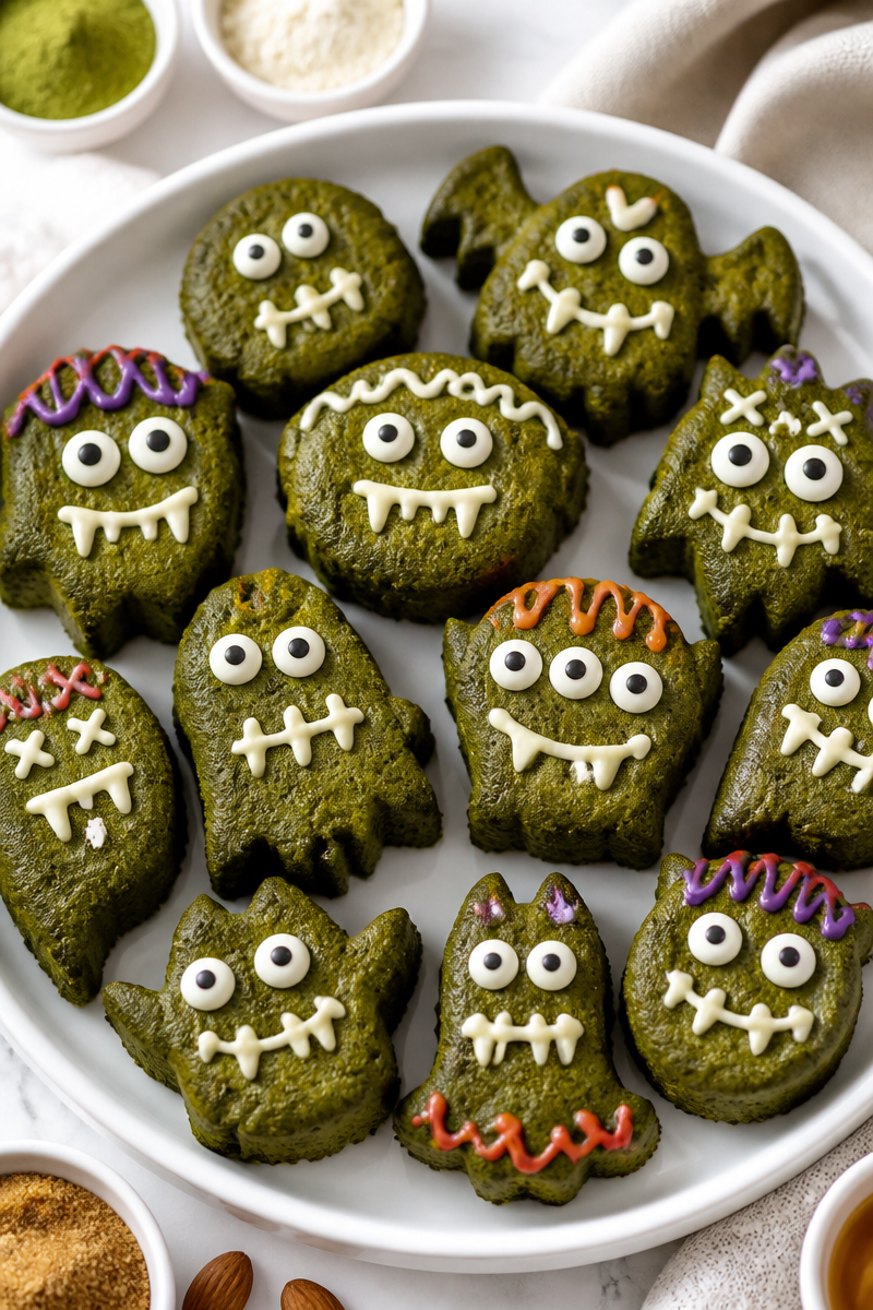 Creepy Monster Face Green Matcha Halloween Dessert Creepy Monster Face Green Matcha Halloween Dessert