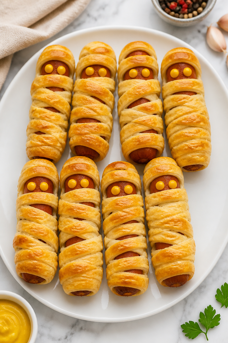 Creepy Mummy Wrapped Halal Beef Sausage Halloween Snack