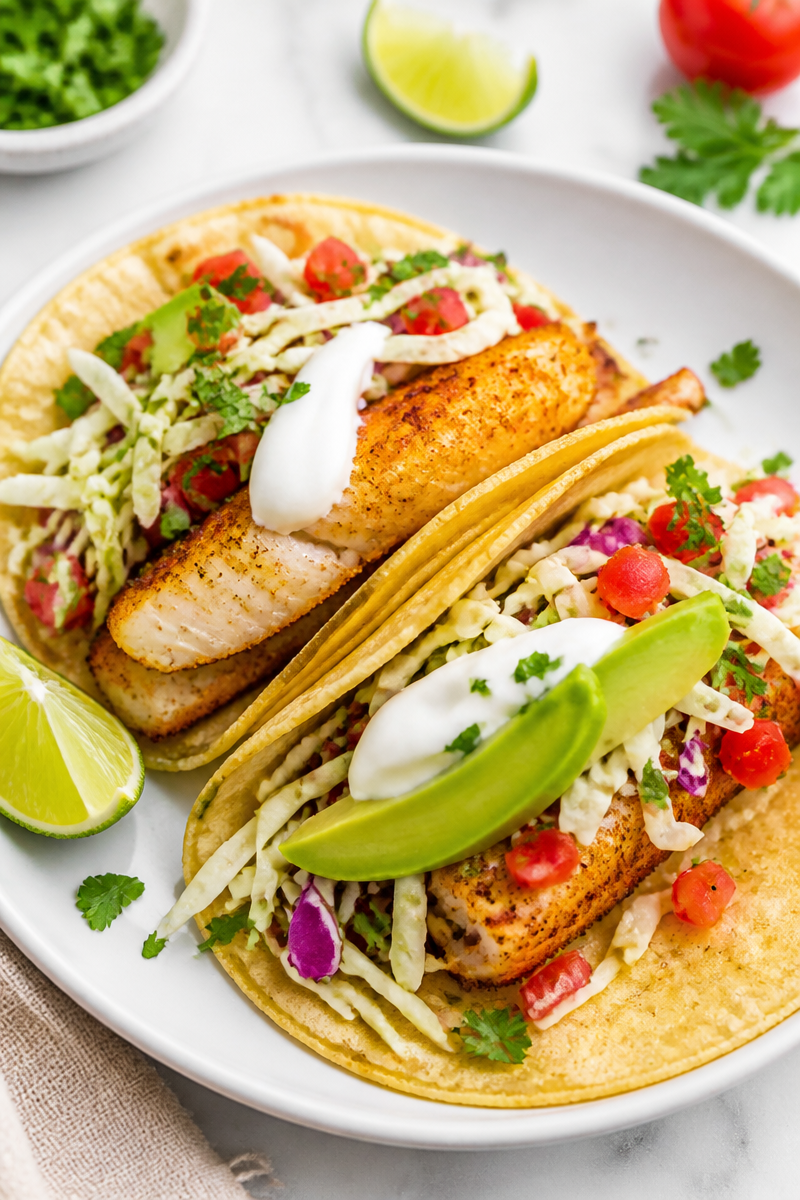 Crispy Air Fryer Fish Taco Cabbage Slaw