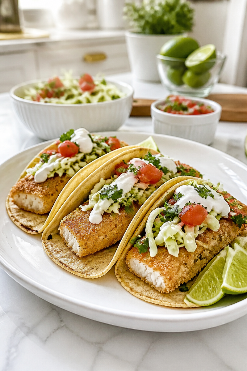 Crispy Air Fryer Fish Taco Cabbage Slaw