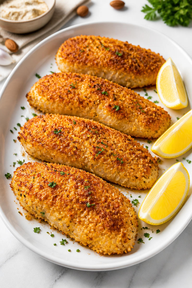 Crispy Almond Crusted Baked Fish Fillets Crispy Almond Crusted Baked Fish Fillets
