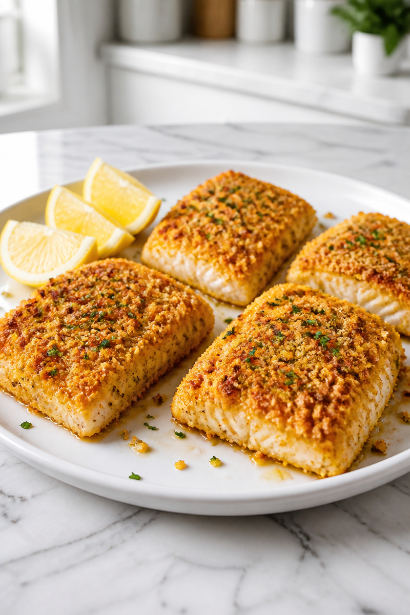 Crispy Almond Crusted Baked Fish Fillets Crispy Almond Crusted Baked Fish Fillets