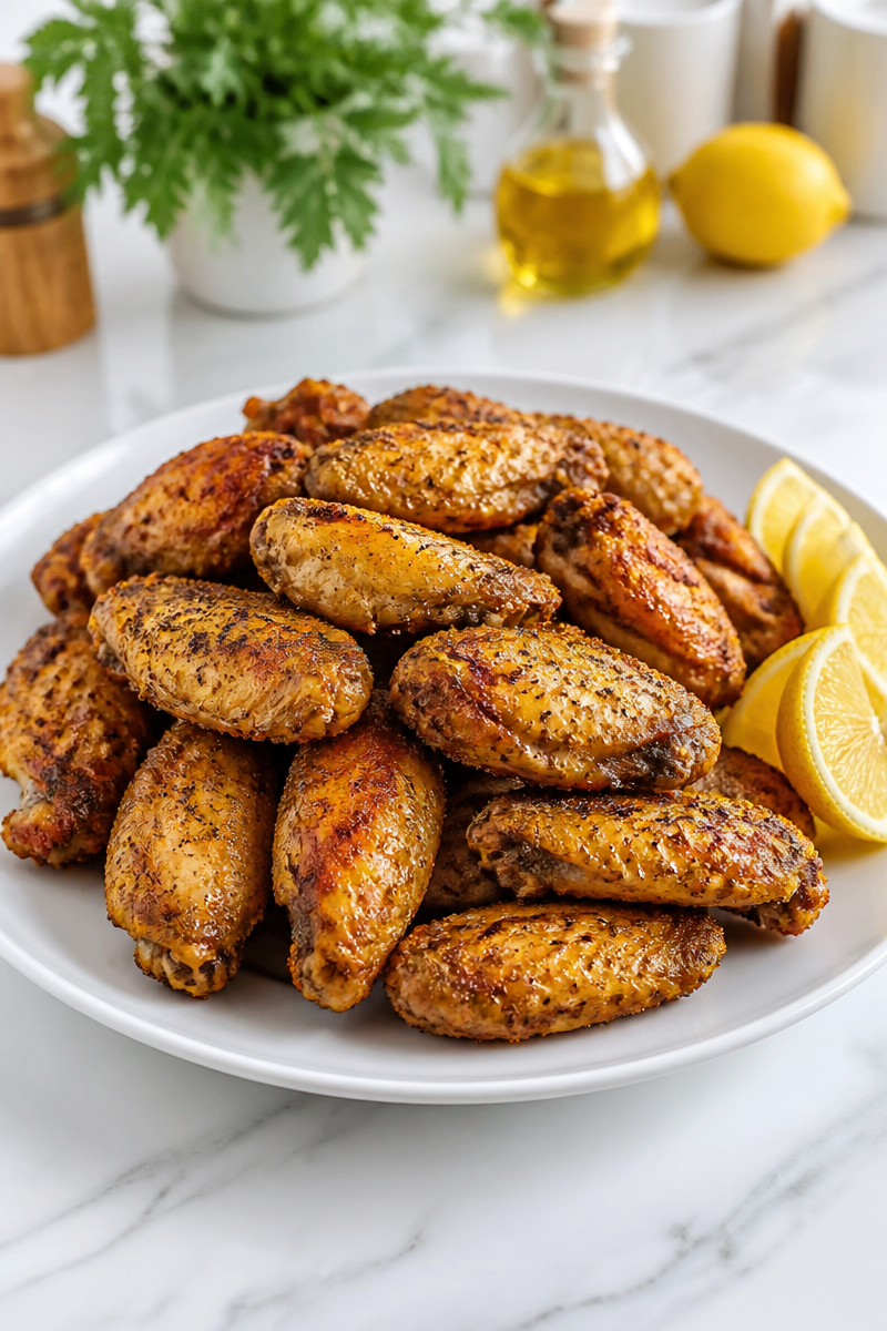 Crispy Baked Lemon Pepper Chicken Wing Snack