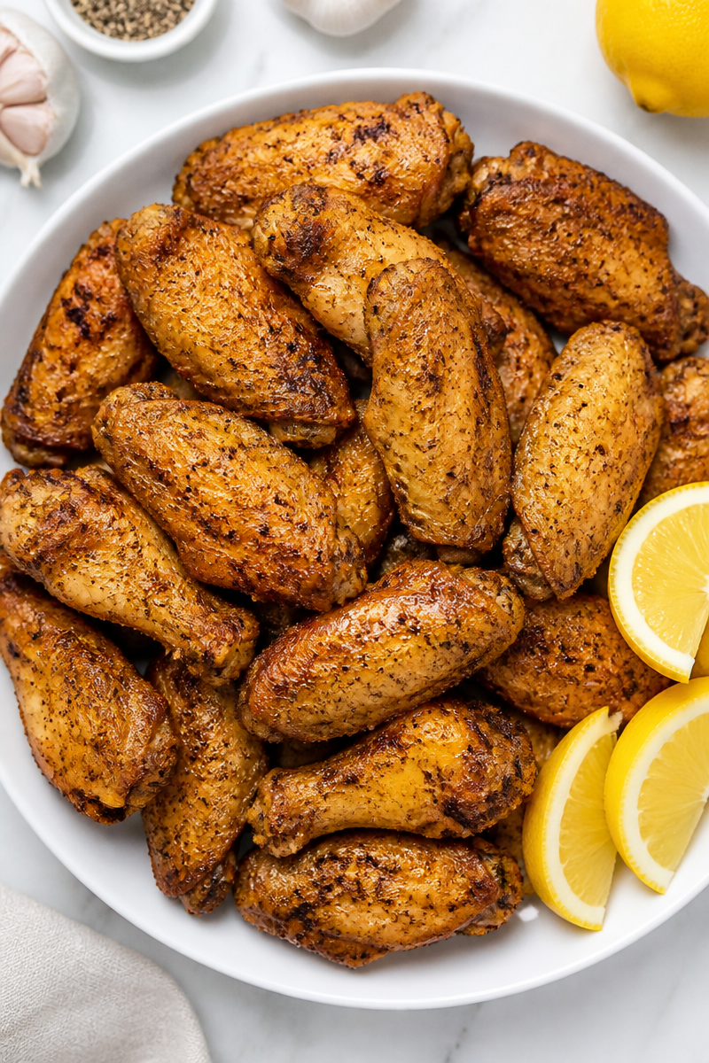 Crispy Baked Lemon Pepper Chicken Wing Snack