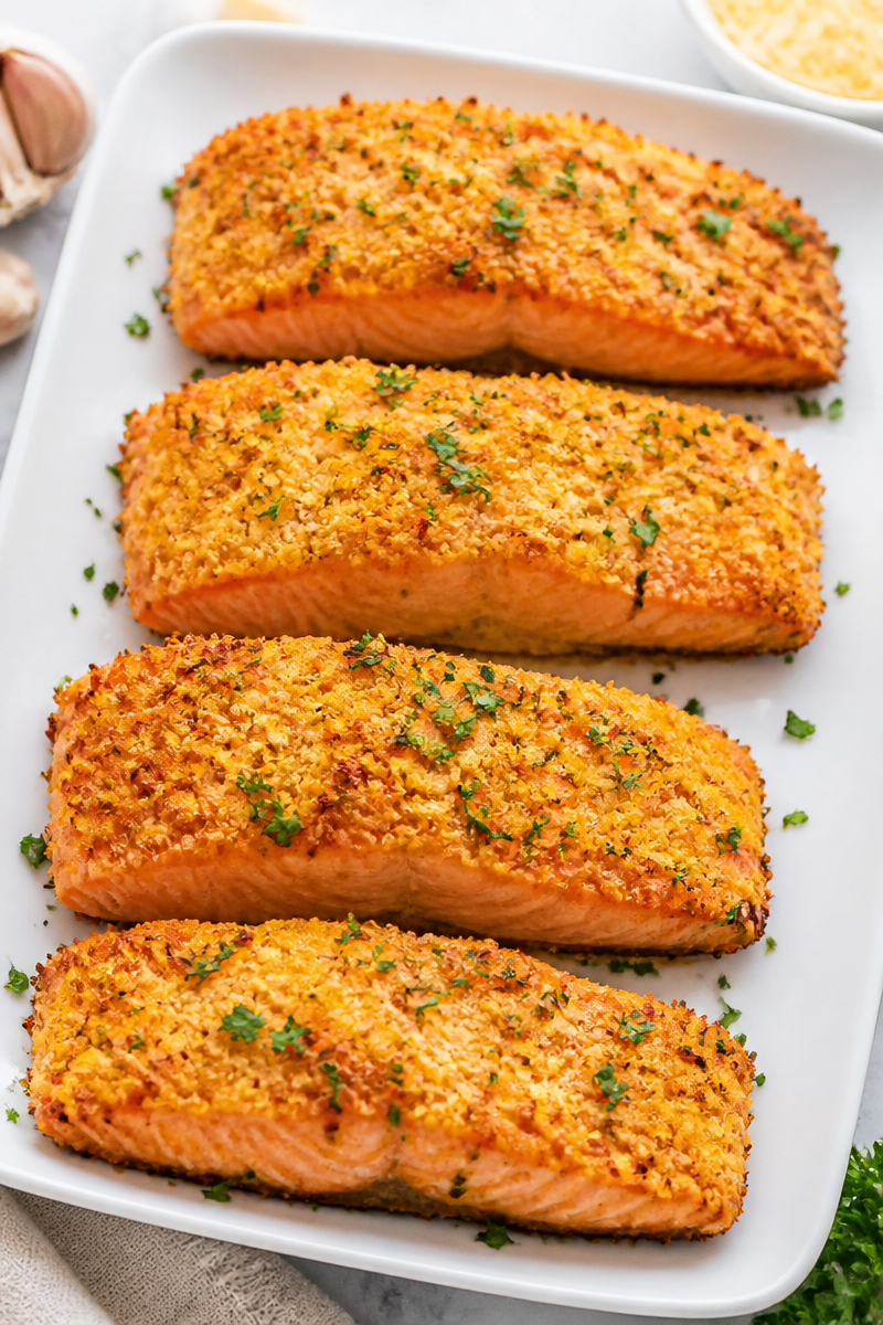 Crispy Parmesan Crusted Salmon Airfryer Recipe Crispy Parmesan Crusted Salmon Airfryer Recipe