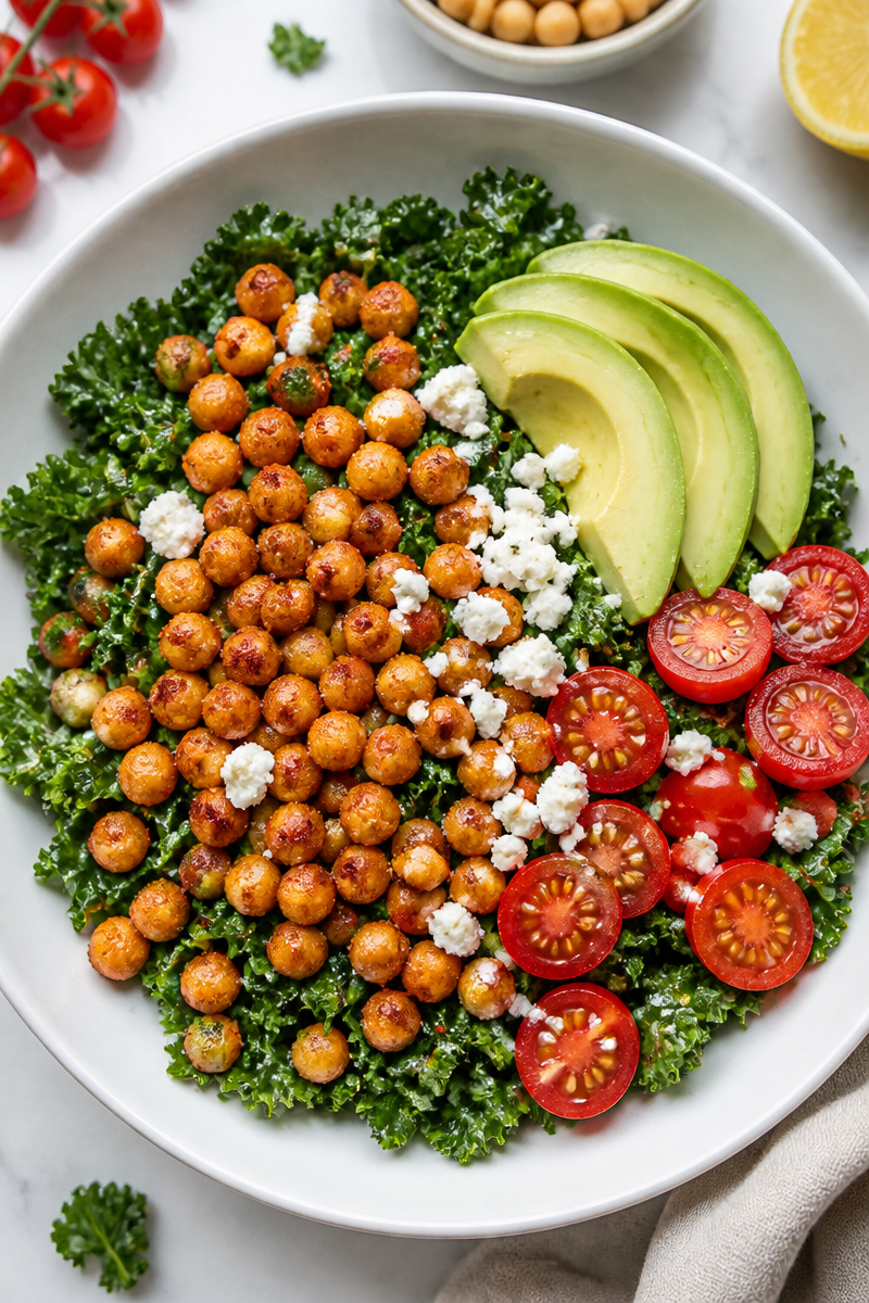 Crispy Roasted Chickpea and Kale Salad Bowl Crispy Roasted Chickpea and Kale Salad Bowl