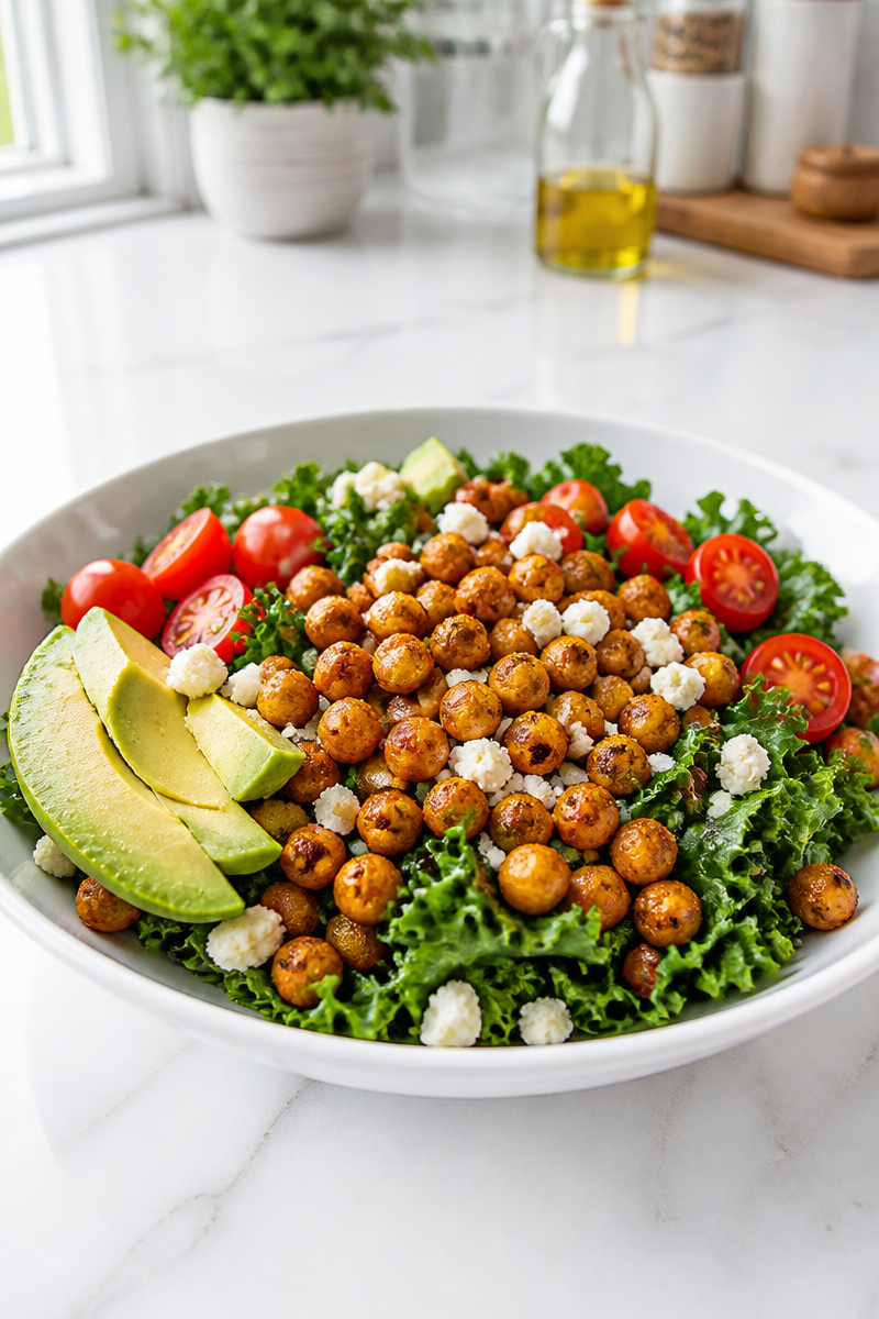 Crispy Roasted Chickpea and Kale Salad Bowl Crispy Roasted Chickpea and Kale Salad Bowl