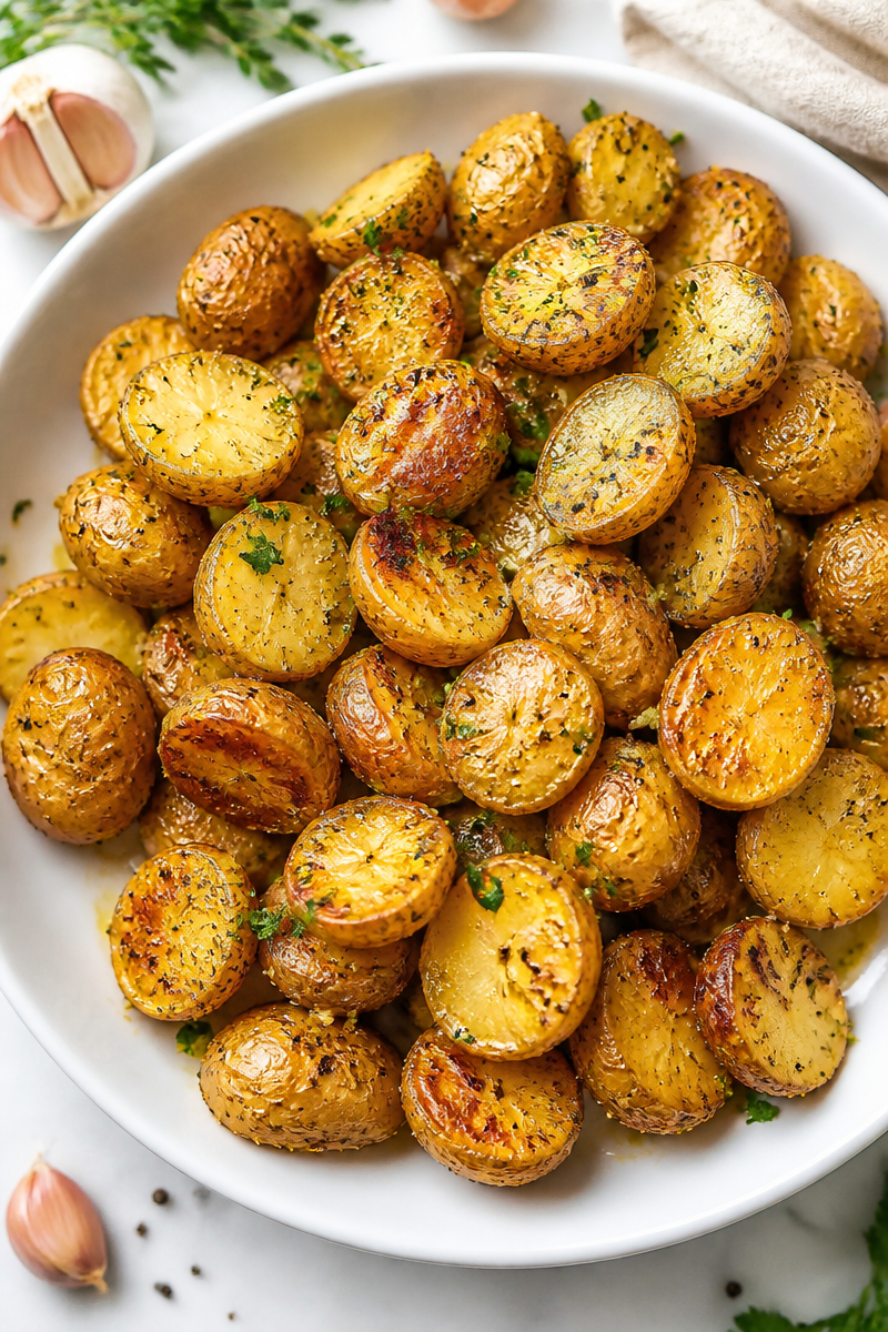 Crispy Roasted Mini Potato Recipe with Garlic and Butter Crispy Roasted Mini Potato Recipe with Garlic and Butter
