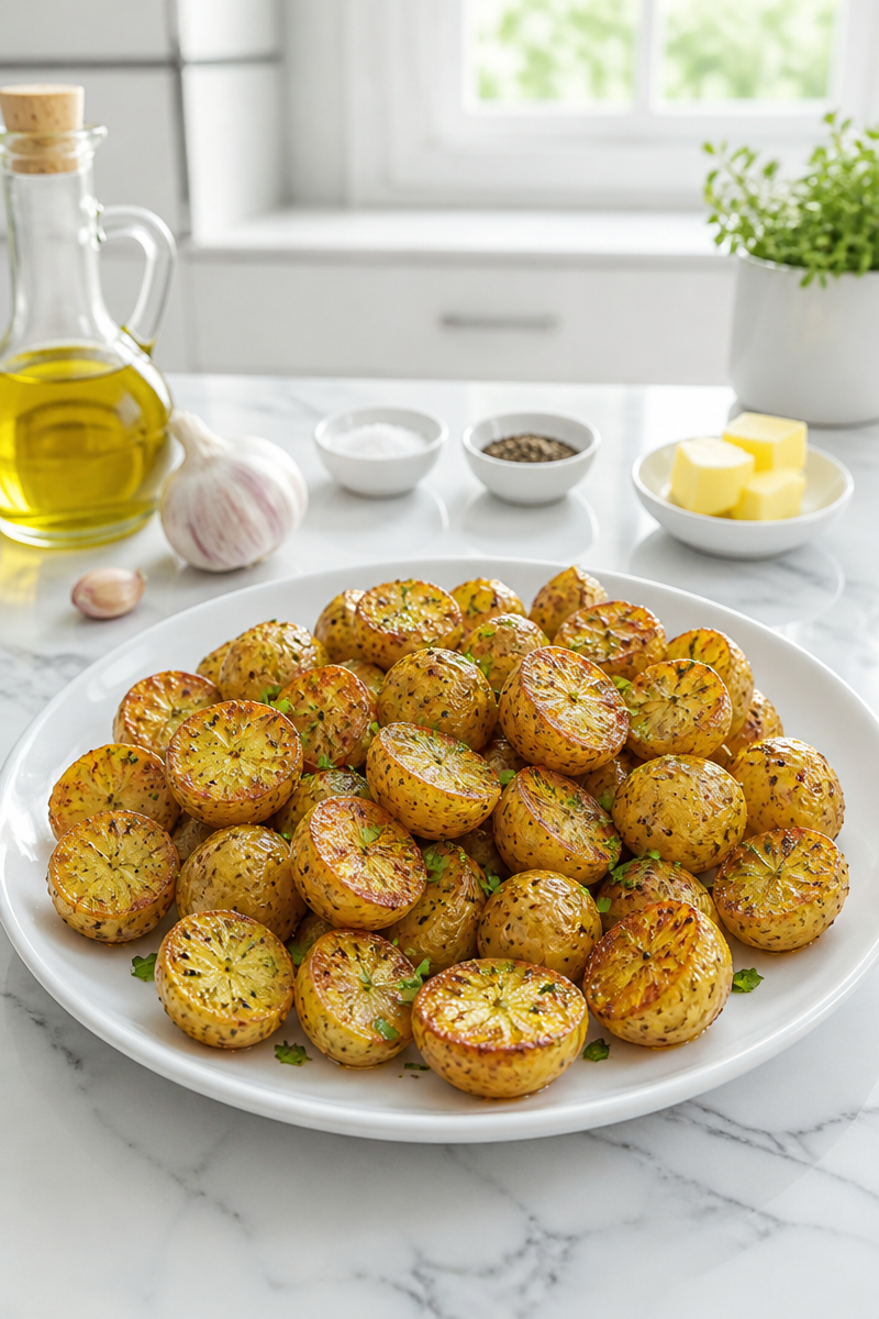 Crispy Roasted Mini Potato Recipe with Garlic and Butter Crispy Roasted Mini Potato Recipe with Garlic and Butter