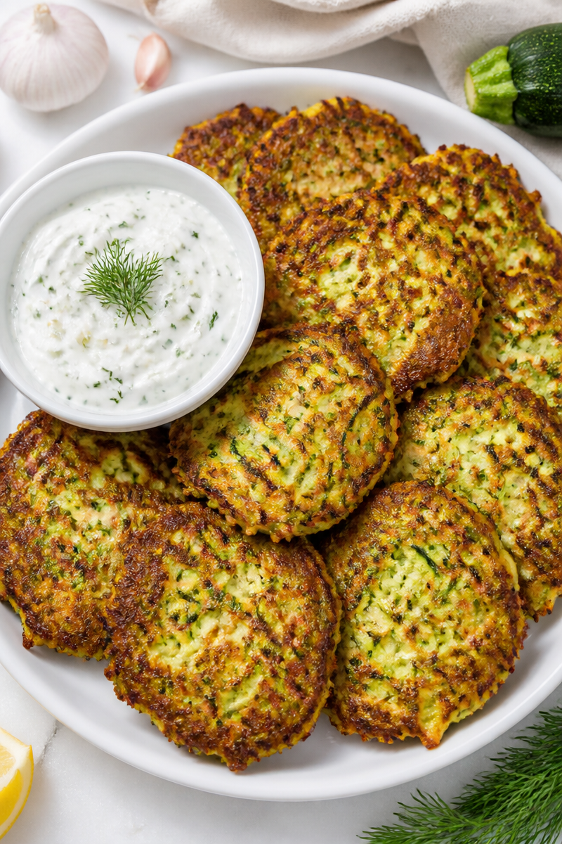 Crispy Zucchini Fritters with Garlic Dip Crispy Zucchini Fritters with Garlic Dip