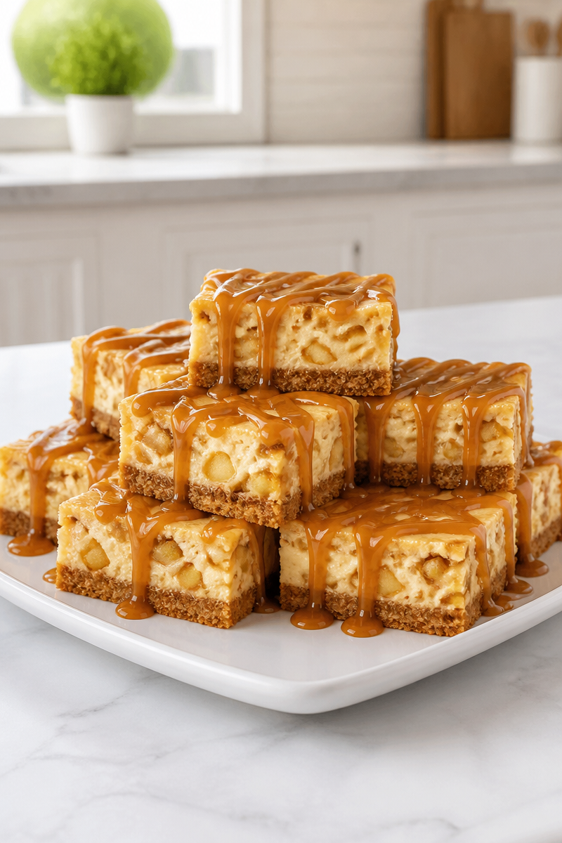 Decadent Caramel Apple Cheesecake Bar