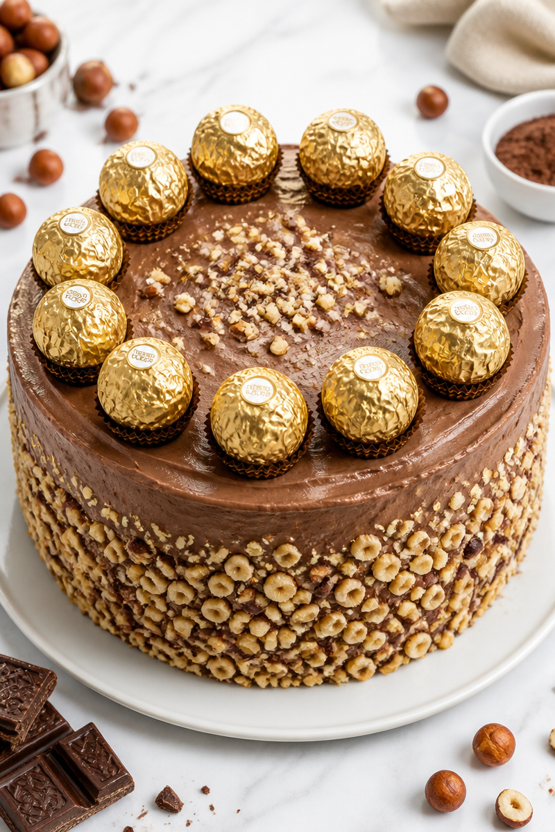 Decadent Hazelnut Praline Ferrero Rocher Cake Decadent Hazelnut Praline Ferrero Rocher Cake