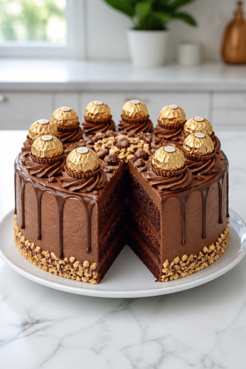 Decadent Hazelnut Praline Ferrero Rocher Cake Decadent Hazelnut Praline Ferrero Rocher Cake
