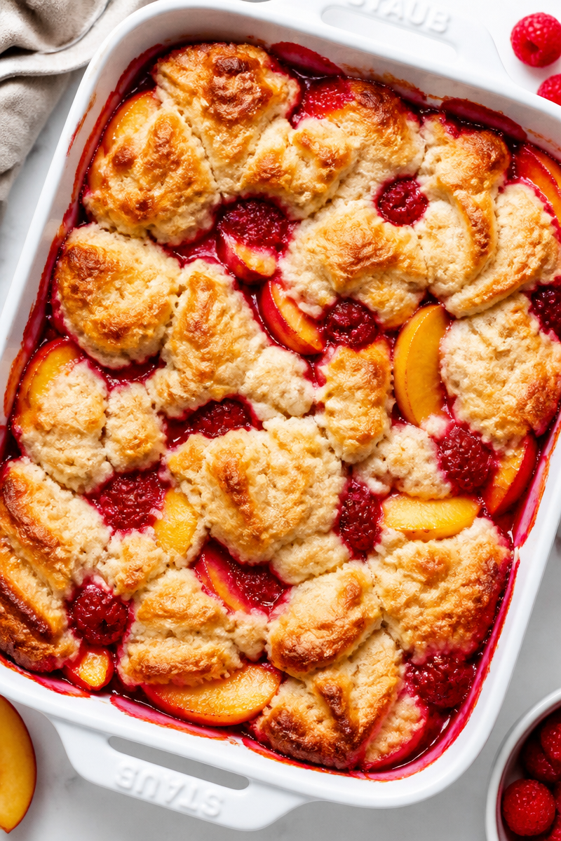 Decadent Peach and Raspberry Cobbler Decadent Peach and Raspberry Cobbler