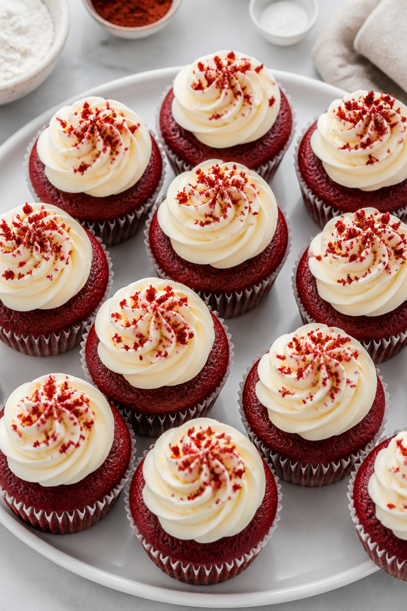 Decadent Red Velvet Cupcakes with Cream Cheese Frosting