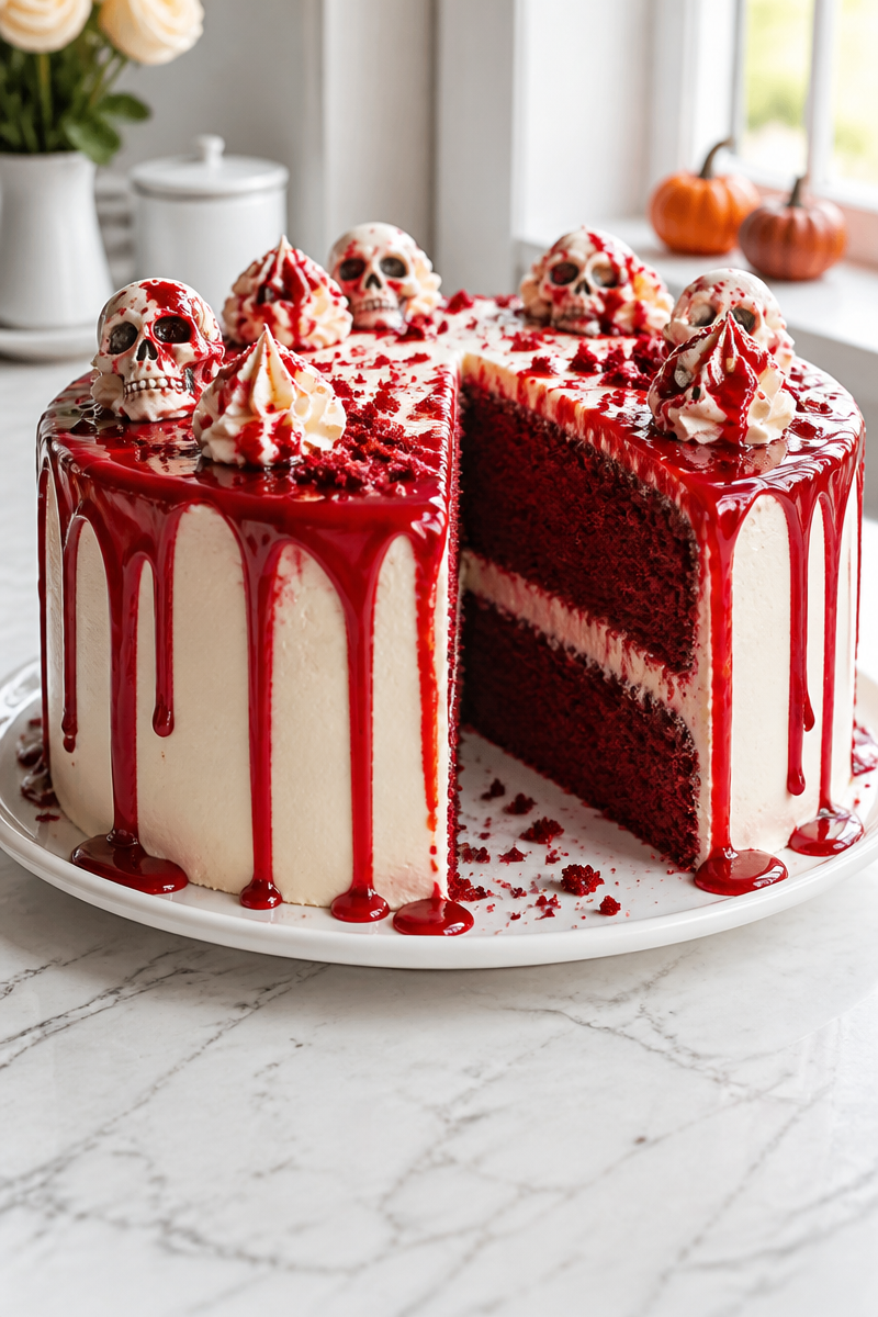 Dripping Blood Red Velvet Spooky Halloween Cake Dripping Blood Red Velvet Spooky Halloween Cake