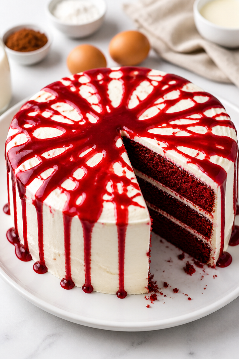 Dripping Blood Red Velvet Spooky Halloween Cake Dripping Blood Red Velvet Spooky Halloween Cake