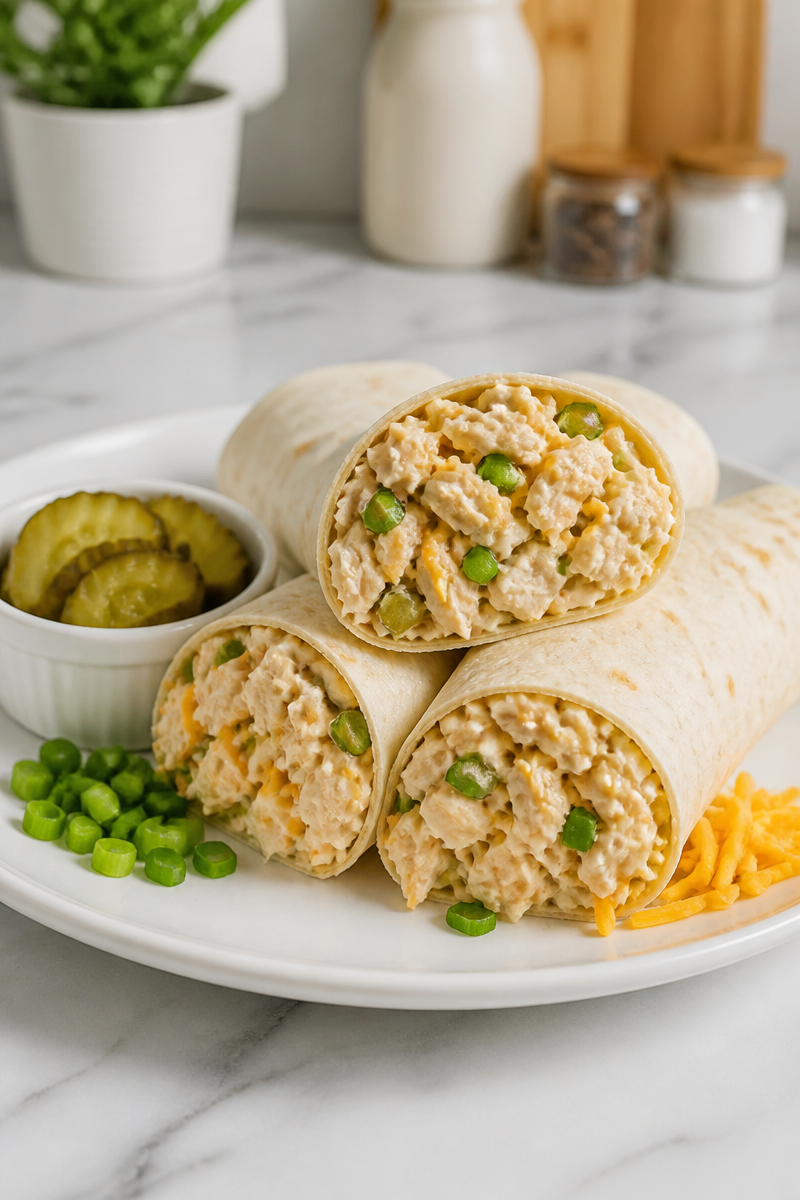 Easy Dill Pickle Chicken Salad Wrap with Cheddar