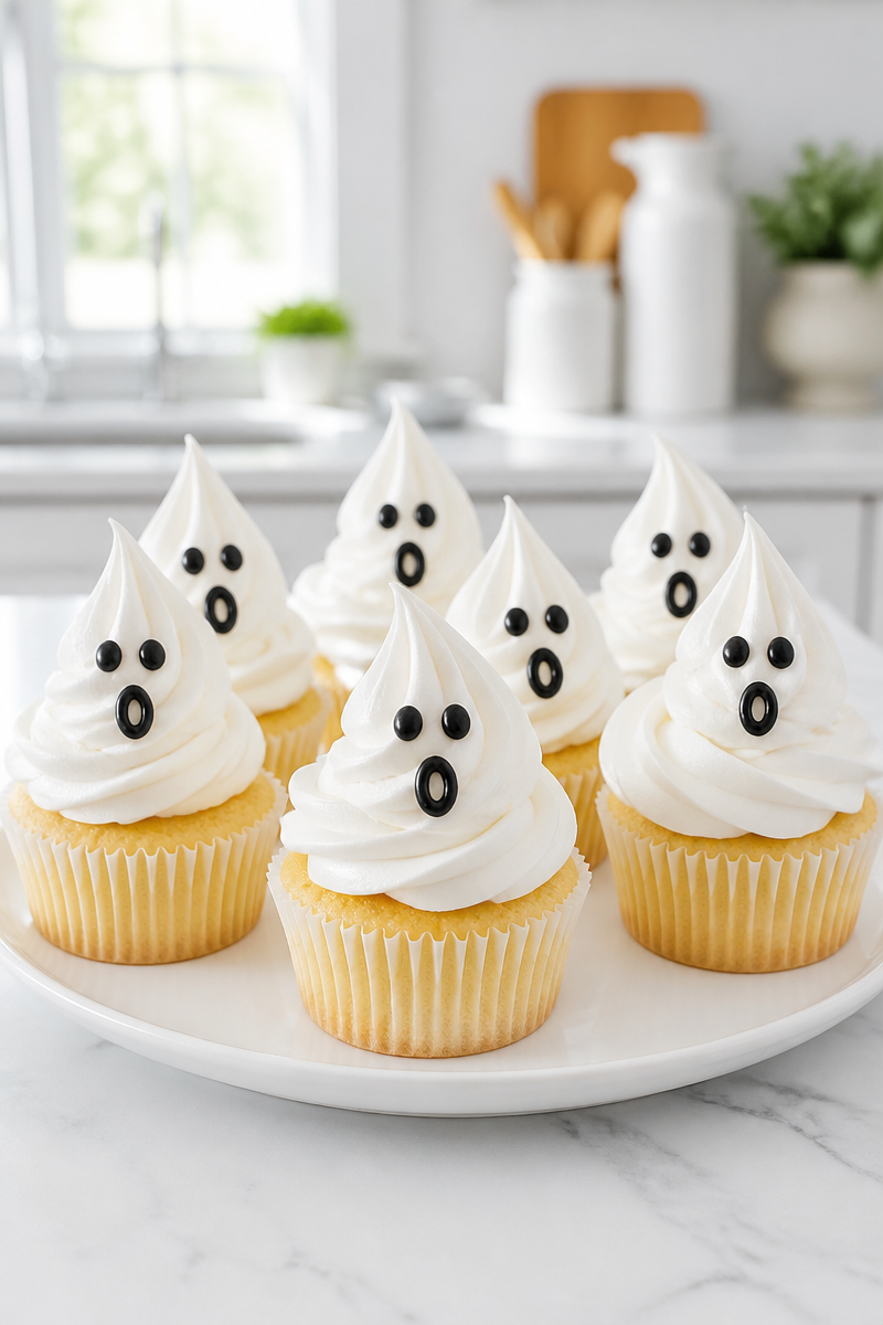 Easy Ghost Meringue Buttercream Vanilla Cupcake Easy Ghost Meringue Buttercream Vanilla Cupcake