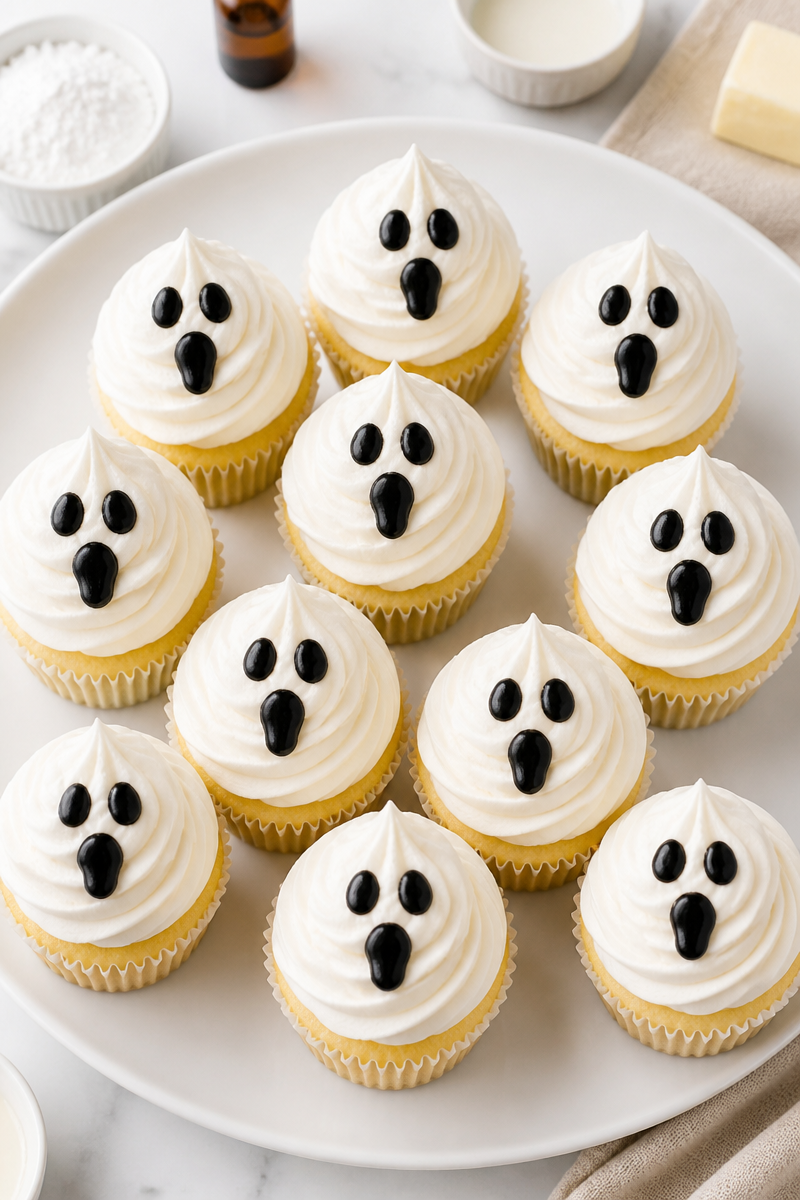 Easy Ghost Meringue Buttercream Vanilla Cupcake Easy Ghost Meringue Buttercream Vanilla Cupcake