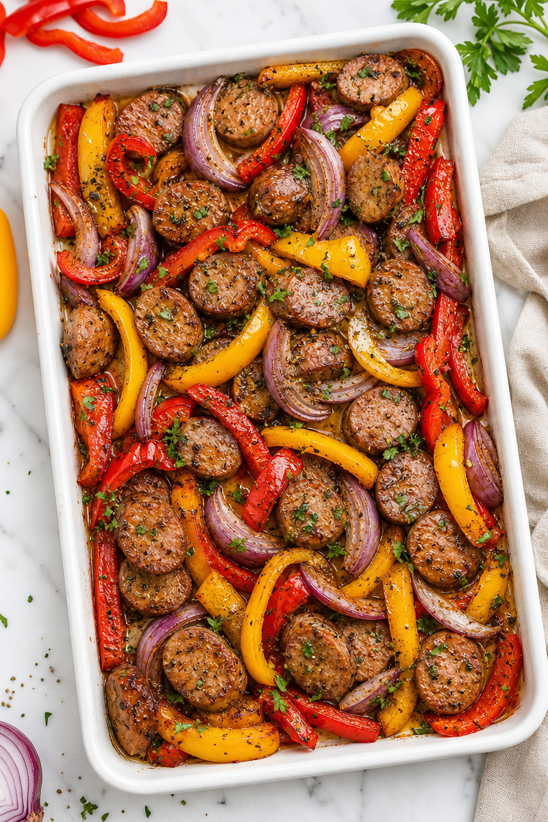 Easy Sheet Pan Sausage and Pepper