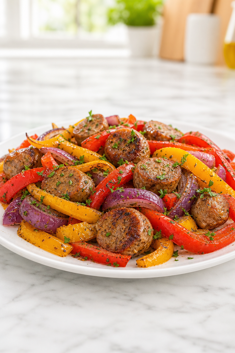 Easy Sheet Pan Sausage and Pepper