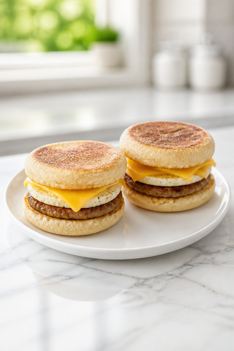 English Muffin Breakfast Sandwich with Sausage