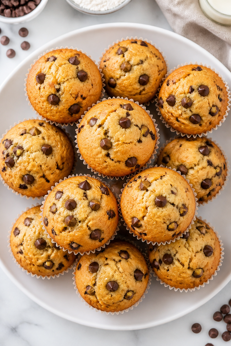 Fluffy Fall Bakery Style Chocolate Chip Muffin