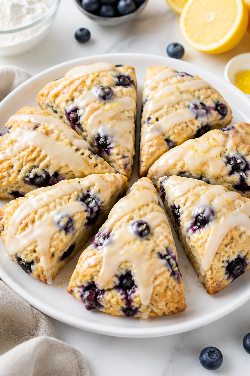 Fluffy Glazed Lemon Scone Blueberry Recipe