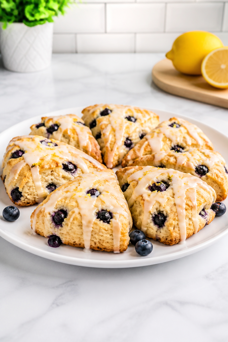 Fluffy Glazed Lemon Scone Blueberry Recipe