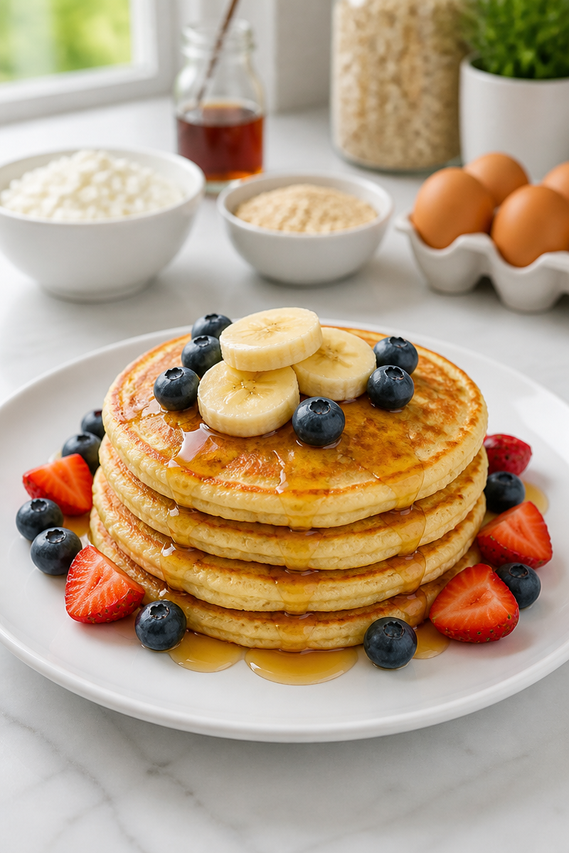 Fluffy High Protein Vanilla Cottage Cheese Pancake