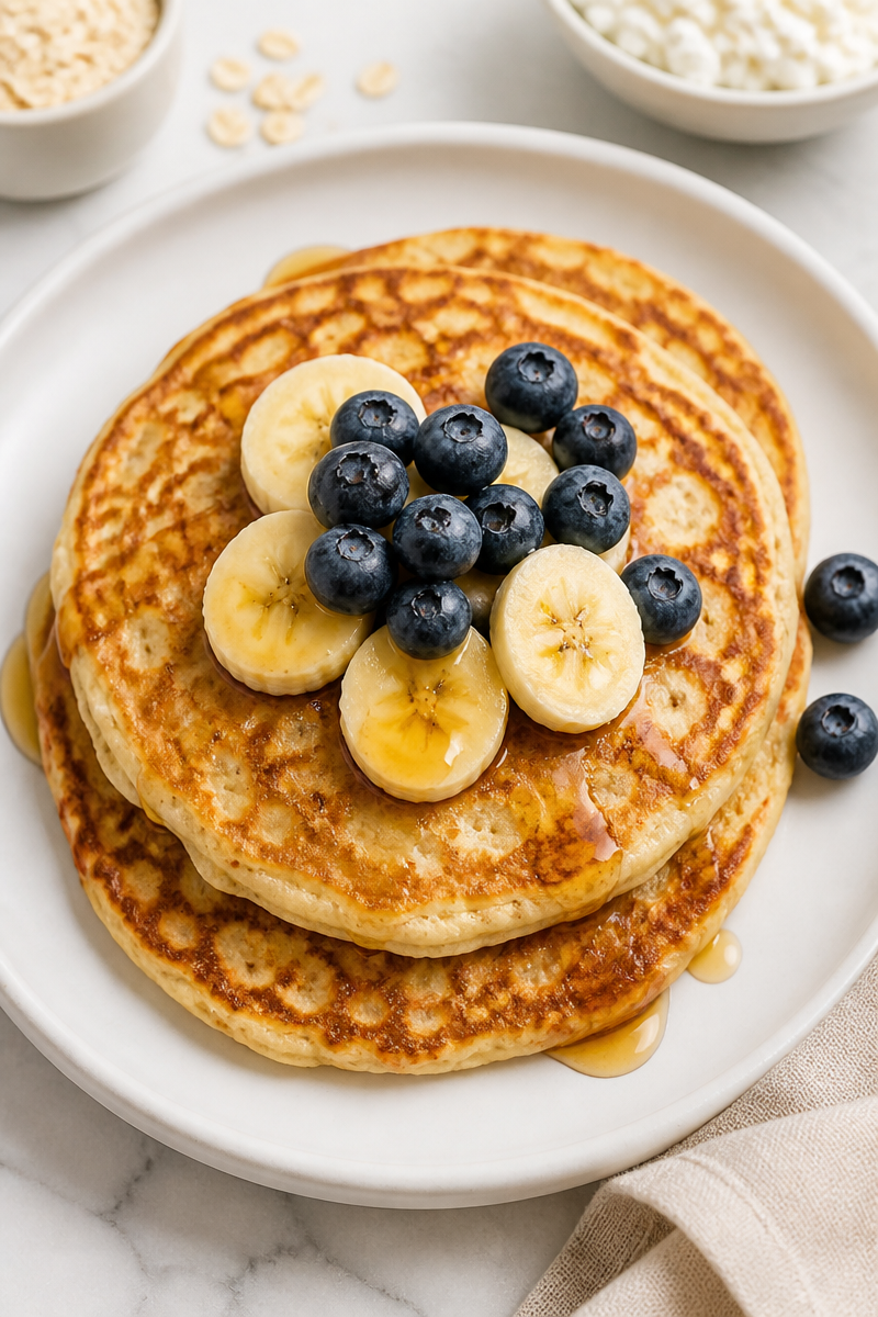 Fluffy High Protein Vanilla Cottage Cheese Pancake