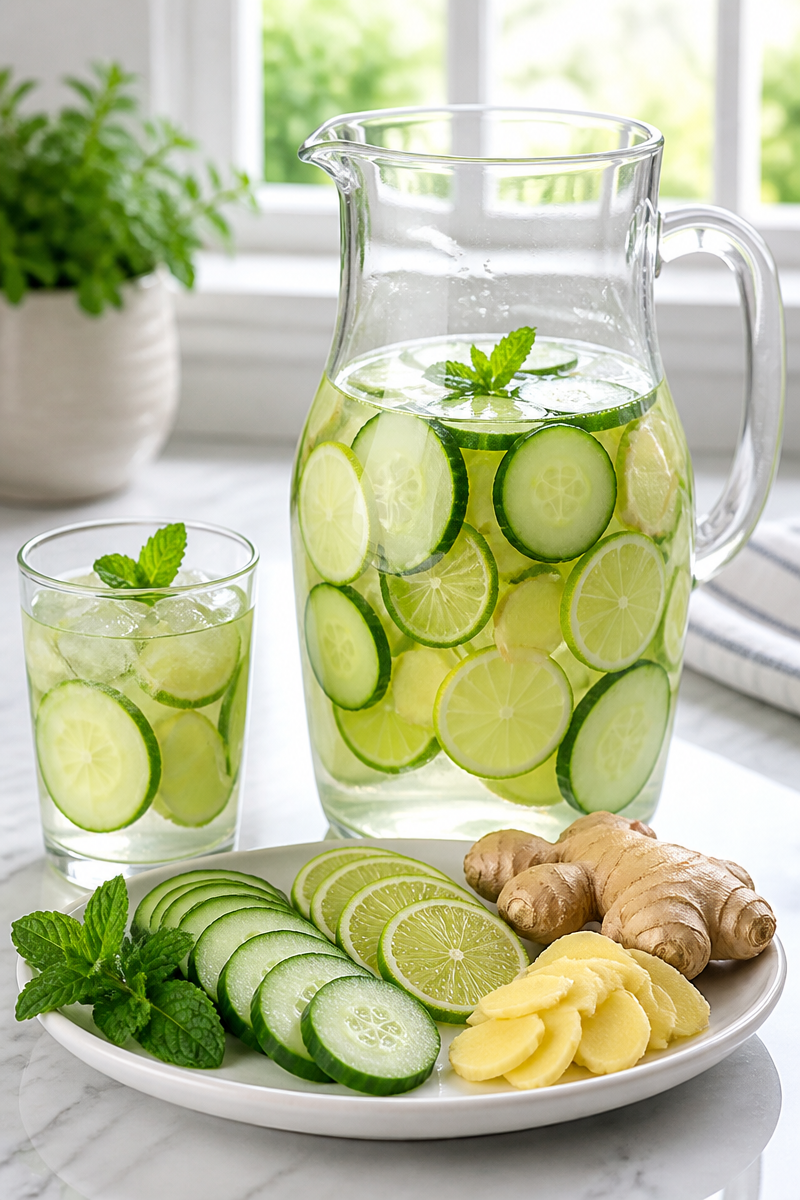 Fresh Cucumber Lime And Ginger Detox Water Fresh Cucumber Lime And Ginger Detox Water